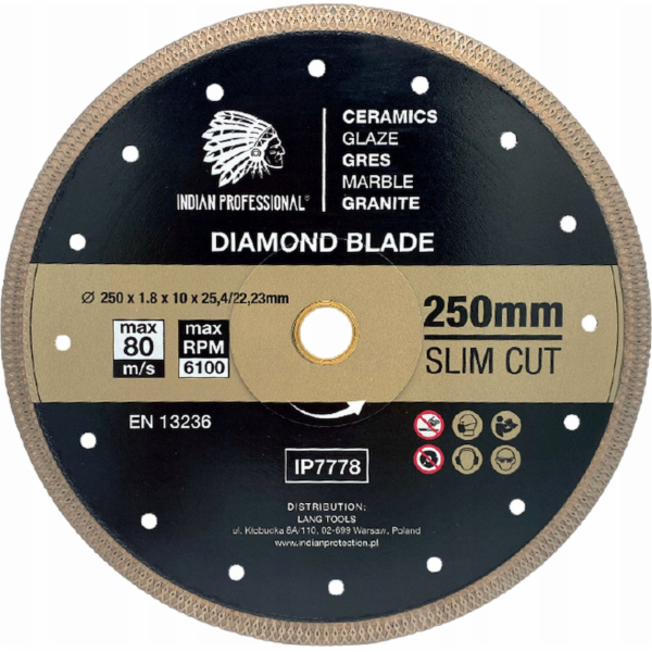 INDICKÁ PROFESIONÁLNÍ DIAMANTOVÁ ČEPEL 250mm SLIM STŘIH I...