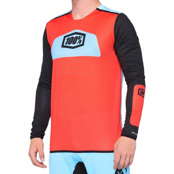 100% Pánské tričko 100% R-CORE X Jersey dlouhý rukáv fluo...