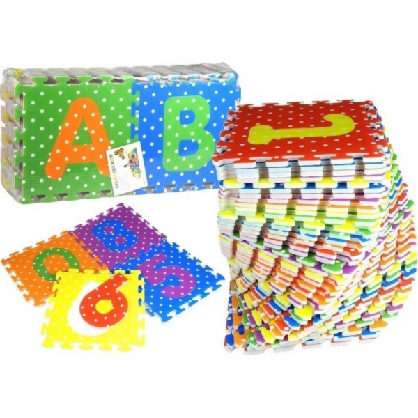 Pěnové puzzle LeanToys Barevná abeceda a čísla 36 dílků