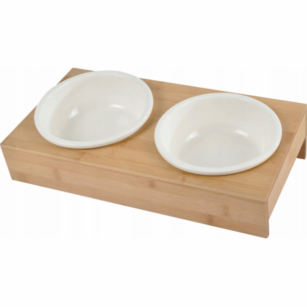 Homea keramické misky pro psy, 16 cm, na bambusovém stojanu