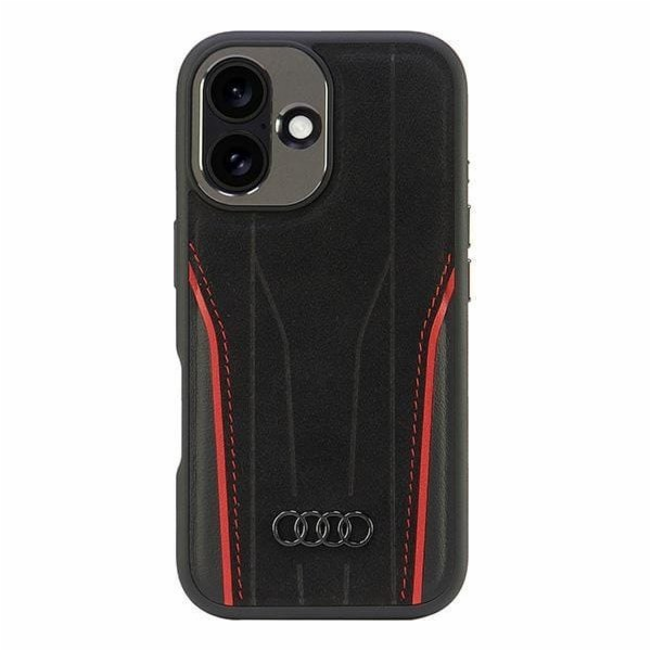 Audi Audi Originální kožený MagSafe iPhone 16 6.1 černo-č...