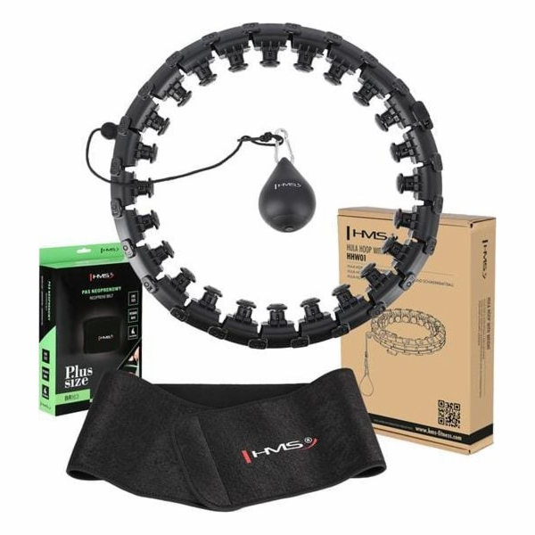 HMS HULA HOP SET HHW12 ČERNÁ S VÝSTUPKY A HMS HMOTNOSTÍ +...