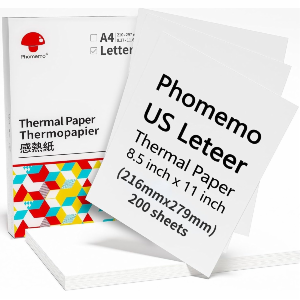 Phomemo termopapírové karty White Ream Letter 216mm 200 k...