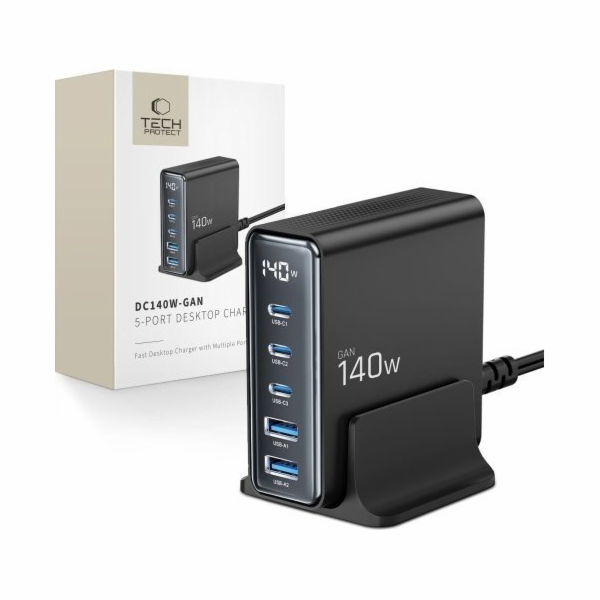 Nabíječka Tech-Protect TECH-PROTECT DC140W-GAN 5PORTOVÁ S...