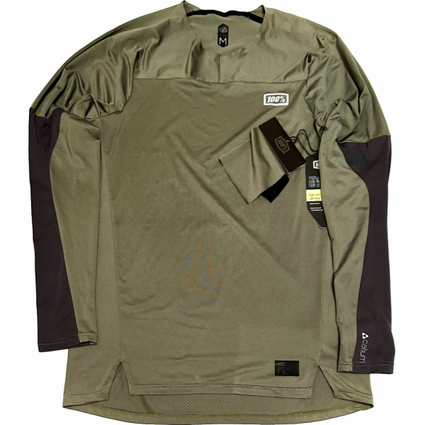 100% Pánské tričko 100% CELIUM Jersey dlouhý rukáv Army v...