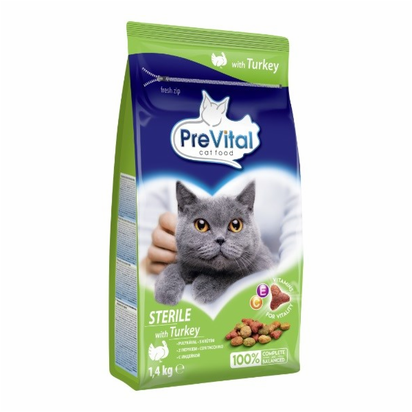 PREVITAL Sterile Turkey - suché krmivo pro kočky - 1,4kg