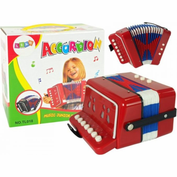 Leantoys Accordion nástroj pro malého červeného hudebníka