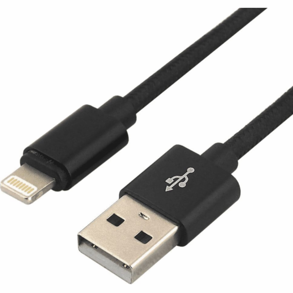 everActive USB Lightning kabel 1m - černý, opletený, podp...