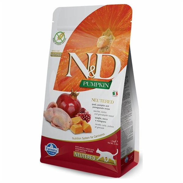 FARMINA Pumpkin N&D Neutered Quail - suché krmivo pro koč...