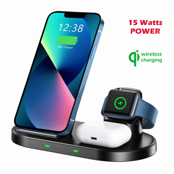 SWISSTEN bezdrátová nabíječka 3v1 station pro Apple a Sam...
