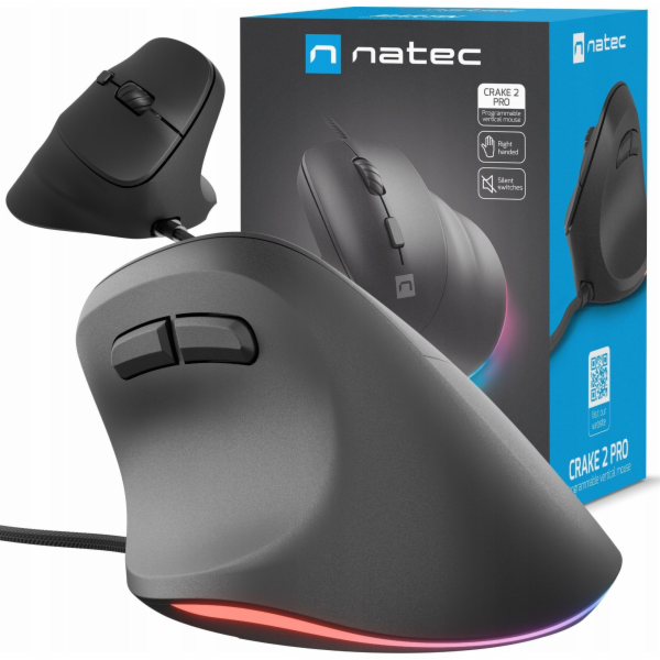 Vertikální myš Natec CRAKE 2 PRO/Vertikální/Optická/Pro p...