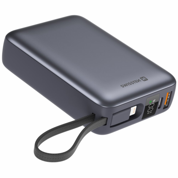 Swissten Power bank 20000 mAh s integrovanými kabely - US...