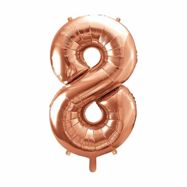 Party Deco Foil balónek Číslo 8, 86cm, růžové zlato, univ...