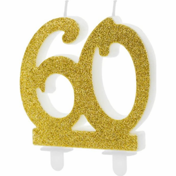 Party Deco svíčka k 60. narozeninám se zlatými třpytkami ...