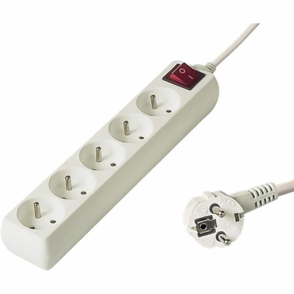 PremiumCord PP5K-02 230V 2m 5 zásuvky + vyp