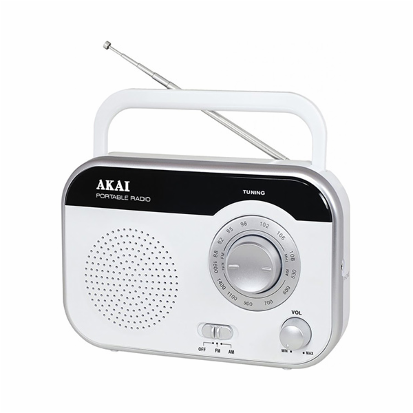 Rádio AKAI, PR003A-410, AM/FM, bílá, 1 W RMS