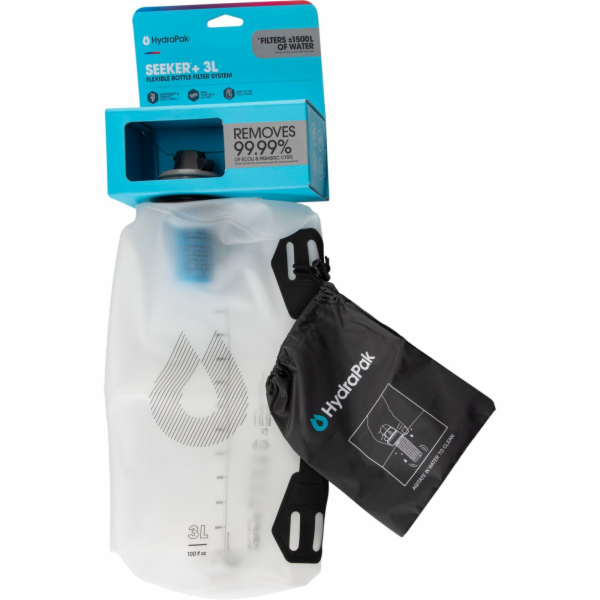HydraPak Seeker 3L water bag with filter transparent