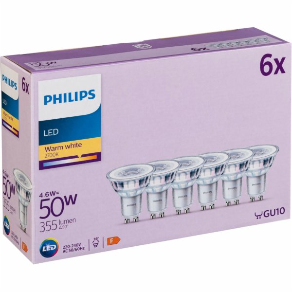 Philips LED-Reflektor GU10 6er Set 4,6W 2700K