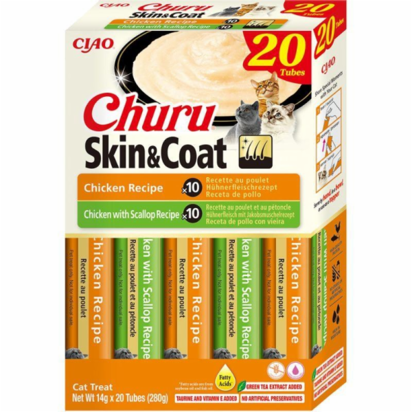 INABA Skin&Coat Chicken - pamlsek pro kočky - 20x14g