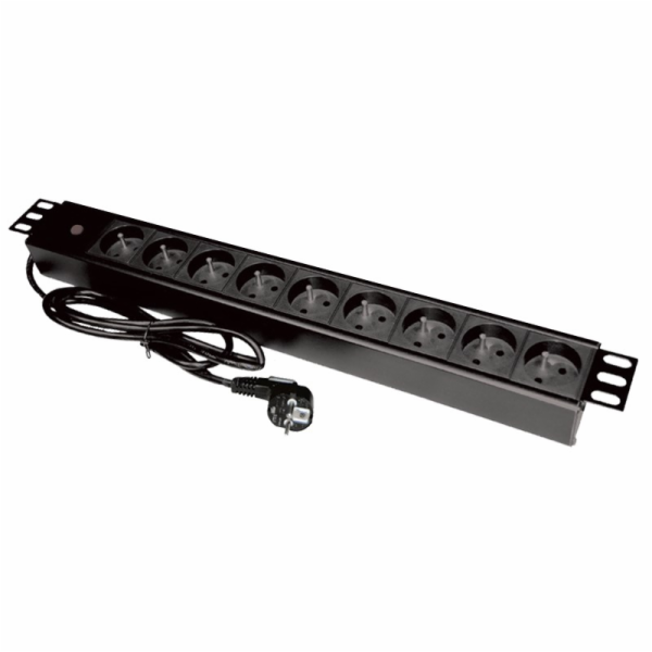 19" prodlužovací kabel 9xCEE 7/5, zástrčka CEE 7/7