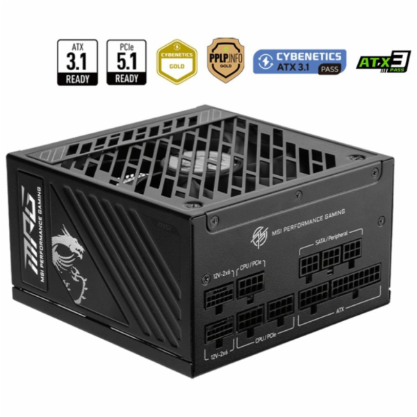 MSI zdroj MPG A1000GS PCIE5/ 1000W/ ATX3.1/ akt. PFC/ 10 ...
