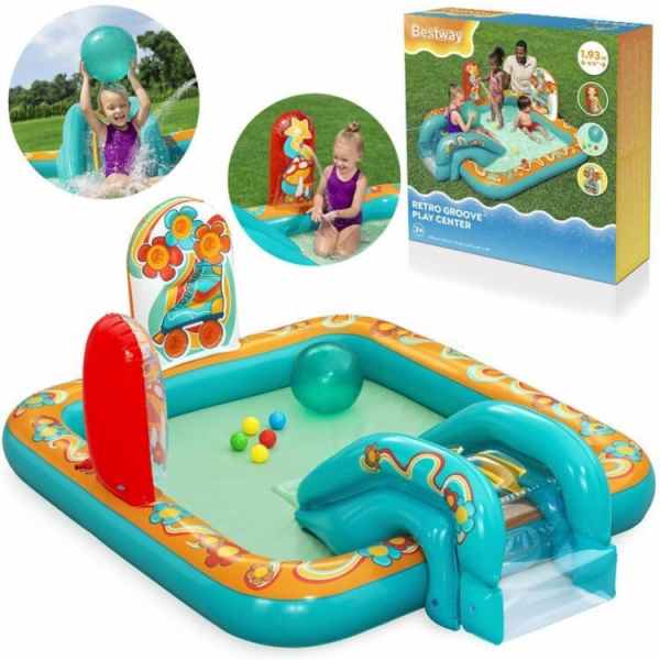 Bestway Nafukovací hřiště RETRO Slide + sprinkler + míče ...