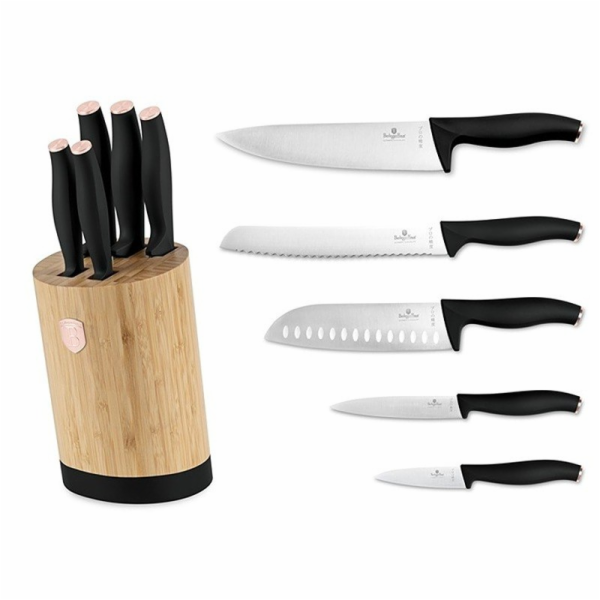 Sada nožů se stojanem BAMBOO 6 ks nerez Black Rose Collec...