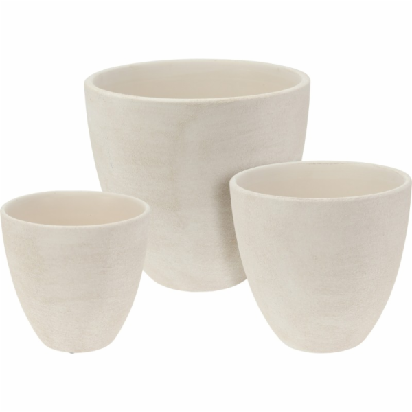 Keramické květináče sada 3 ks bílá KO-066900330