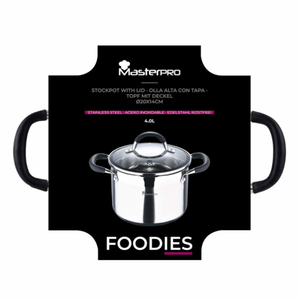 Hrnec s poklicí nerez FOODIES 20 cm 4 litry BGMP-1505-BK
