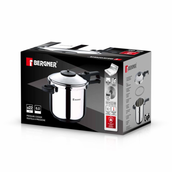 Tlakový hrnec CRETA nerez 6 litrů, 22 cm BG-4448-MM