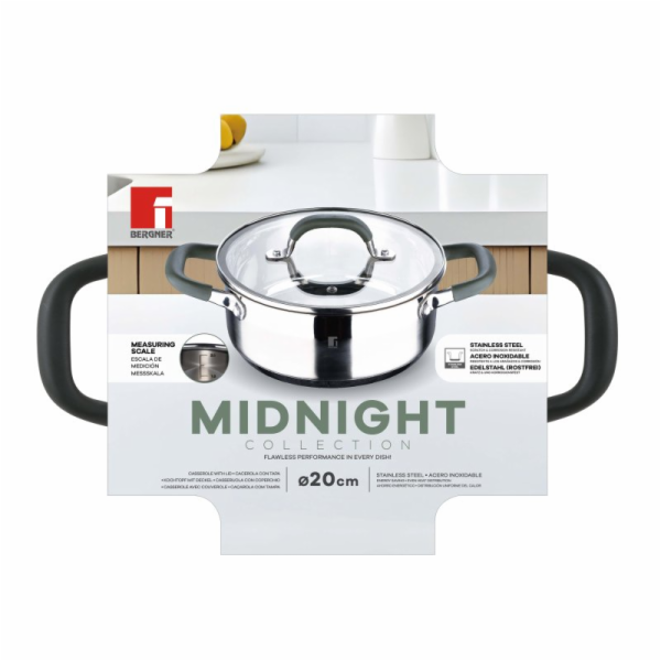 Kastrol s poklicí nerez MIDNIGHT 20 cm 2,3 litru BG-32126-MM
