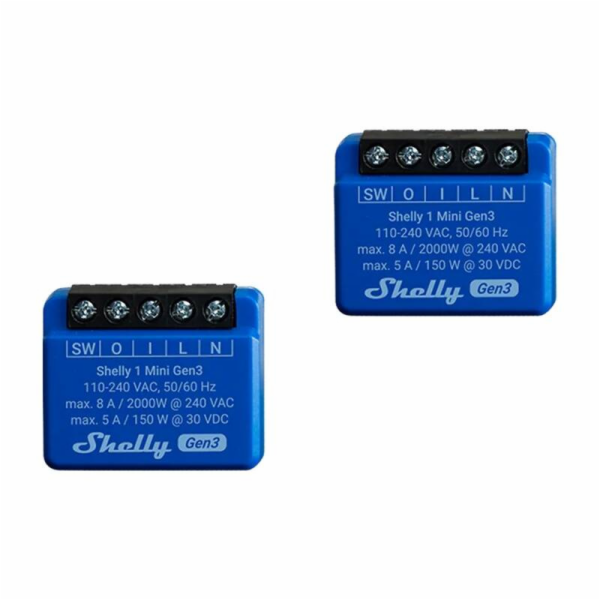 Shelly 1 Mini Gen3 Set of 2 Controllers, WiFi/Bluetooth