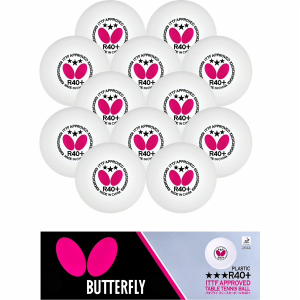 Butterfly Míčky na stolní tenis bílé - 12 ks.