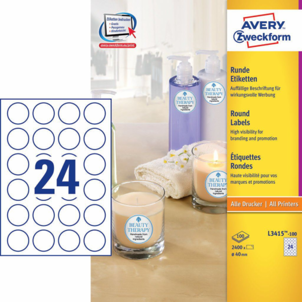 Avery Zweckform Kulaté etikety O 40 mm (L3415-100)