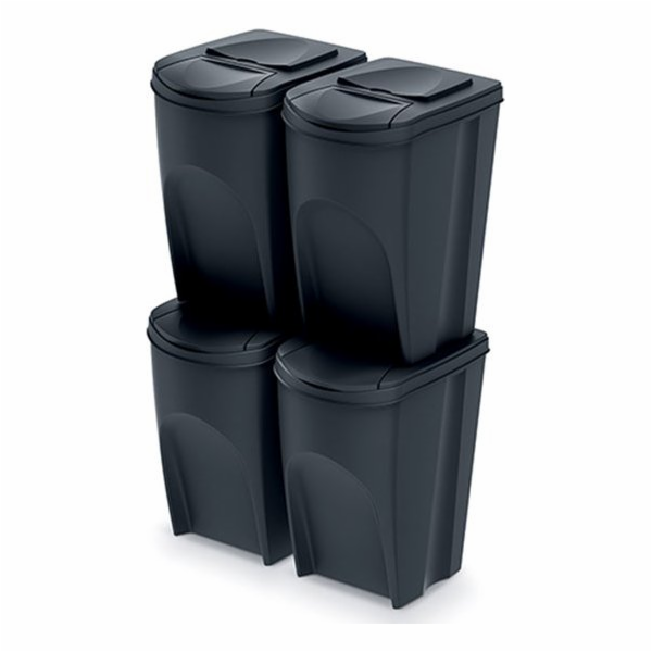 Prosperplast Odpadkový koš pro třídění 4 x 35L černý (IKW...