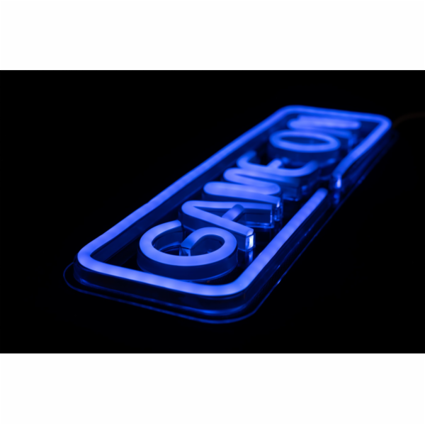 PREYON Neonové herní LED nástěnné světlo GAME ON Blue Eye...