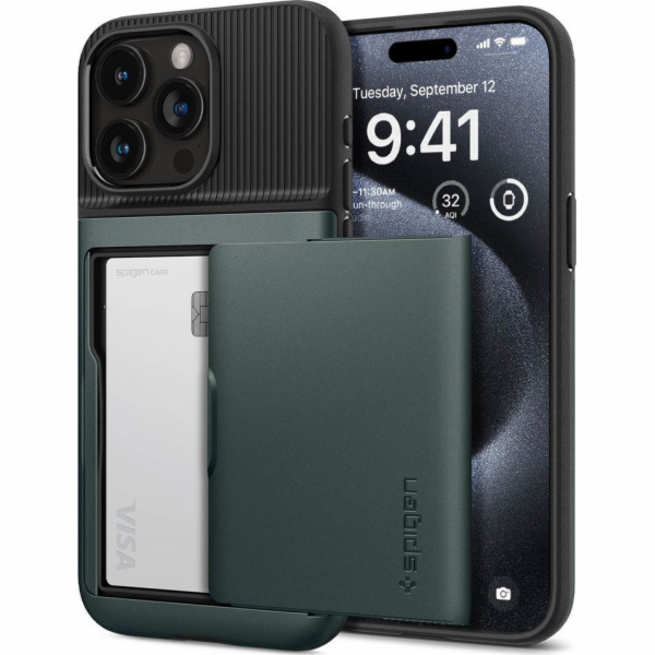 Spigen Slim Armor CS, tmavě zelená - iPhone 15 Pro