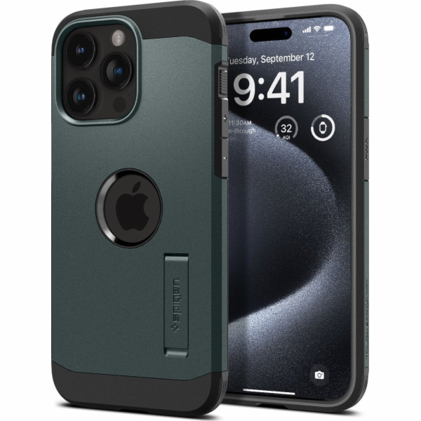 Spigen Tough Armor MagSafe, krycí sklo, zelená - iPhone 1...