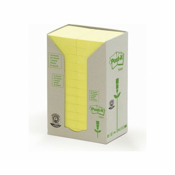Post-it Ekologický blok TOWER, 38 x 51 mm, žlutý pastel, ...