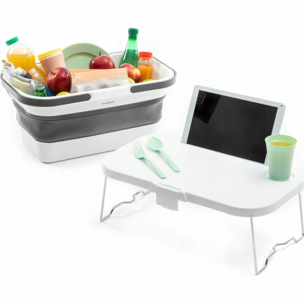 InnovaGoods Skládací piknikový koš s víkem a stolkem