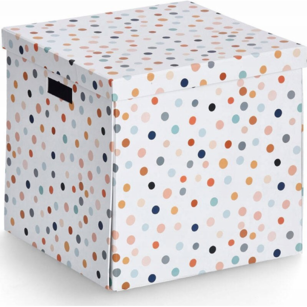 Zeller Kartonová krabice s víkem DOTS, 33,5 x 33 x 32 cm