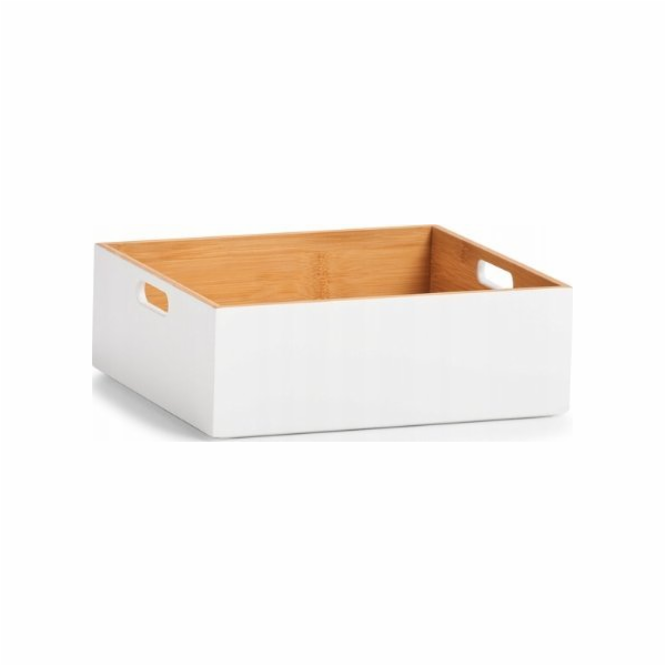 Zeller Úložný box bambus, bílý 30x27x10,5