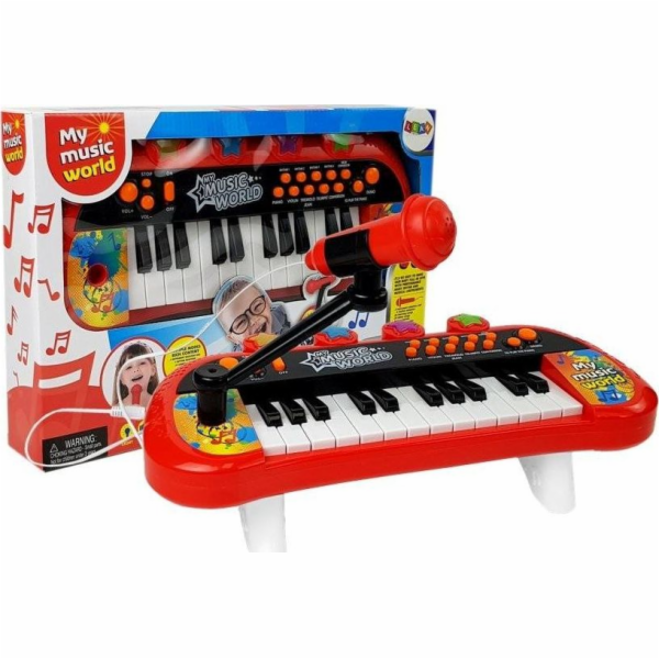 Lean Sport Klávesový piano 24 kláves, USB, mikrofon, červ...