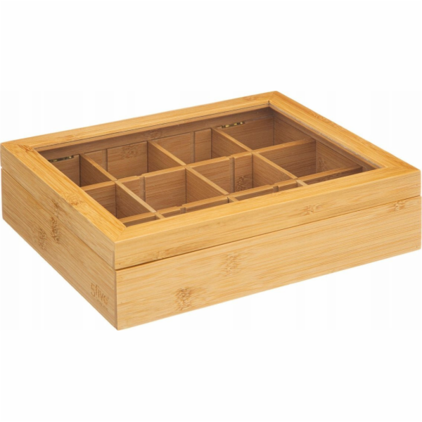 5five bambusová čajová krabička, 12 přihrádek