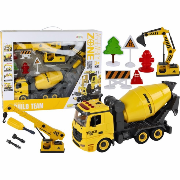 LeanToys Stavební vozidla Zvukové světlo 1:12 DIY Míchačk...
