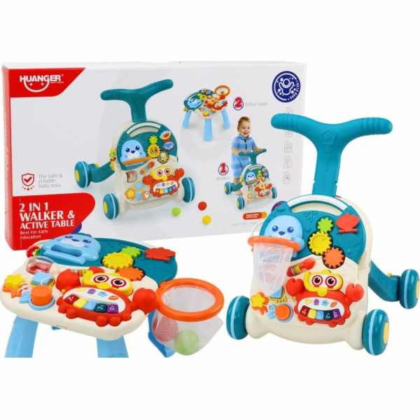 LeanToys Chodítko, odstrkovadlo, vzdělávací stůl 2v1, int...