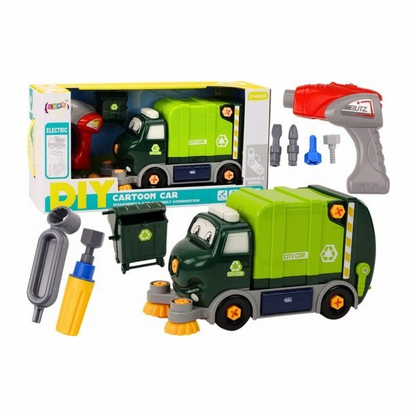 LeanToys Popelářské auto Kreslená hračka Kroutící se Pohy...