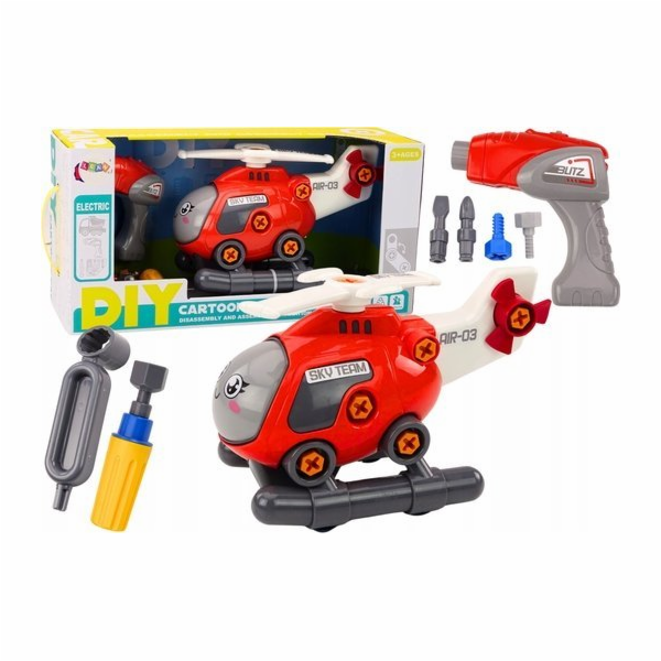 LeanToys DIY vrtulník kreslená hračka červená