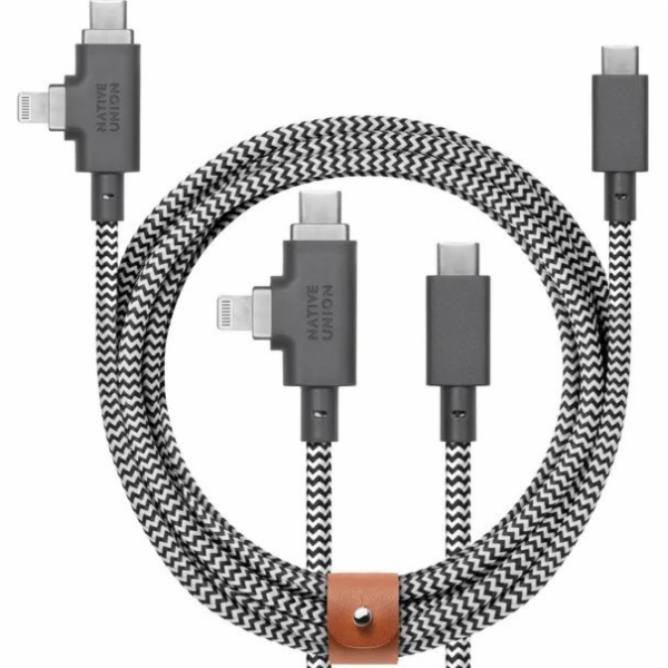 Native Union Kabel USB-C - USB-C + Lightning 2,4 m, černý...
