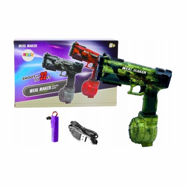 LeanToys Vodní pistole automatická elektrická zelená